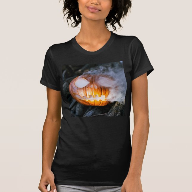 Camiseta Cavaleiro sem Cabeça Jack-o-Lanterna Cabeça uma Ch (Frente)