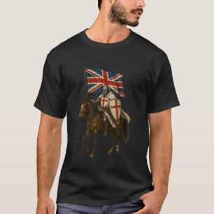 Camiseta Cavaleiro Templário Cristão com Bandeira do Reino