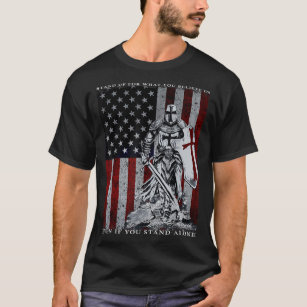 Camiseta Cavaleiro Templário, cruzador de bandeira american