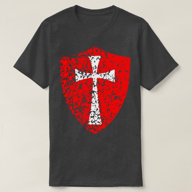 Camiseta Cavaleiro Templário Cruzador Distante Cruz Vermelh (Frente do Design)