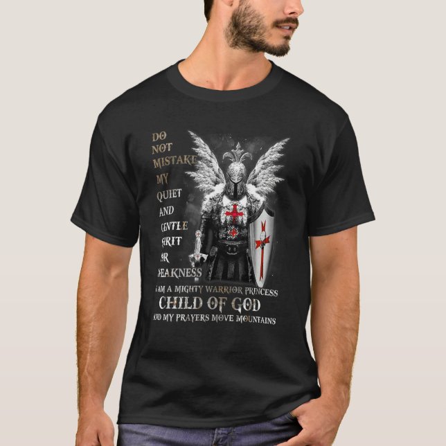 Camiseta Cavaleiro Templário Eu Sou Uma Criança De Deus Um  (Frente)