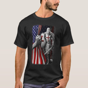 Camiseta Cavaleiro Templário Guerreiro Da Bandeira Cristã A