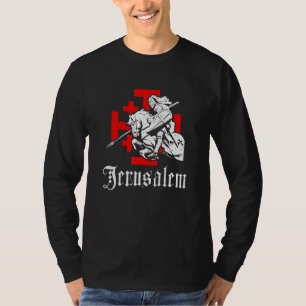 Camiseta Cavaleiro Templário Medieval Em Cavalo De Guerra C