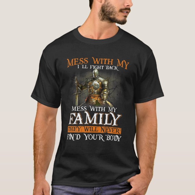 Camiseta Cavaleiro Templário Mess Com A Minha Luta, Eu Luta (Frente)