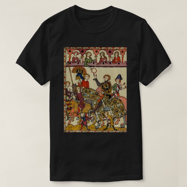 Camiseta Cavaleiro Vitorioso, Arte Medieval do Século 14 (Frente do Design)
