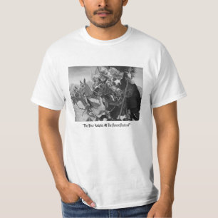 Camiseta cavaleiros medievais joujando em cavalos arte hist