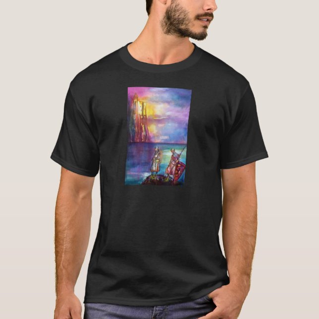 Camiseta Cavaleiros medievais PENDRAGON,Lago Sunset,Fantasi (Frente)