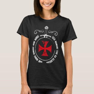 Camiseta Cavaleiros Templários Motto Templar Cruz e Espada