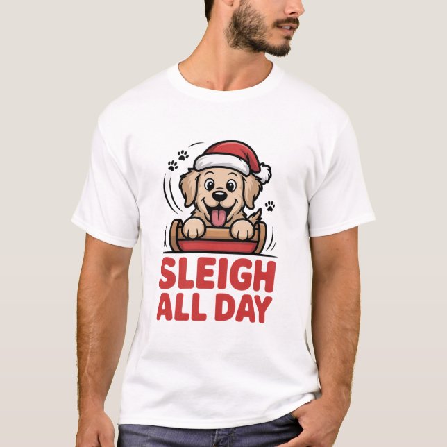 Camiseta Cavalga Todo o Dia Retriever Alegre (Frente)