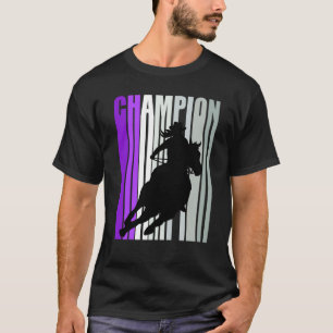 Camiseta Cavalgada Campeã de Barril de Cavalos Cowgirl Roxa