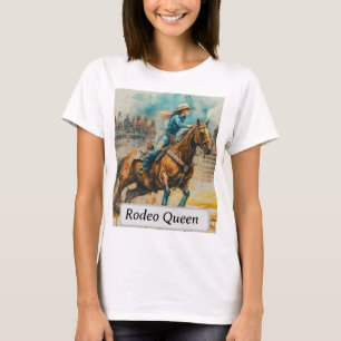 Camiseta Cavalgada da Rainha de Rodeio Cowgirl Aquarela