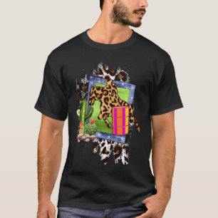Camiseta Cavalgada de Barril Estampa de Guepardo Rodeio Cow