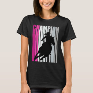 Camiseta Cavalgada de Campeão de Barril de Corrida Rosa Ret