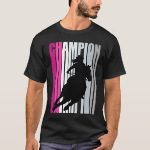 Camiseta Cavalgada de Campeão de Corrida de Barril Rosa Ret