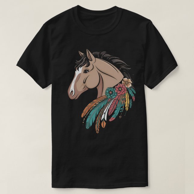 Camiseta Cavalgada de Cavalos Selvagens Florais (Frente do Design)