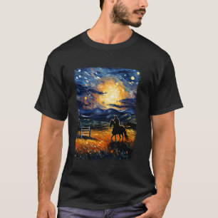 Camiseta Cavalgada de Dressage Equestre Estrela Noturna Dor