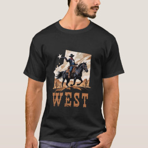 Camiseta Cavalgada de Rodeio de Cowboy Preto Ocidental Vint
