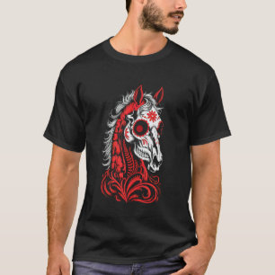Camiseta Cavalgada Esqueleto Engraçado Cavaleiro De Los M