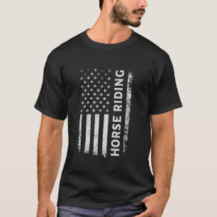 Camiseta Cavalgando Bandeira Americana Desgastada Patriótic