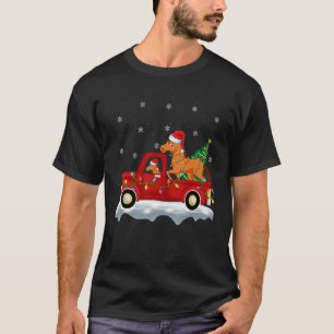 Camiseta Cavalgando Caminhão Vermelho Luzes Árvore de Natal