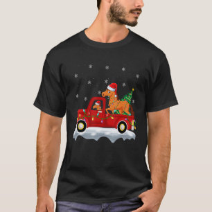 Camiseta Cavalgando Caminhão Vermelho Luzes Árvore de Natal