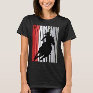 Camiseta Cavalgando Campeã de Corrida de Barril Cowgirl Ver