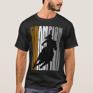 Camiseta Cavalgando Campeã de Corrida de Barril Vaqueira Ma