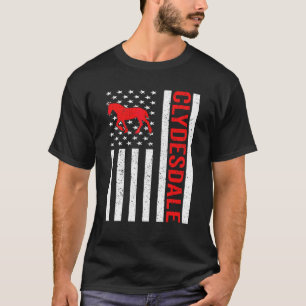 Camiseta Cavalgando Cavalo Clydesdale com Bandeira American