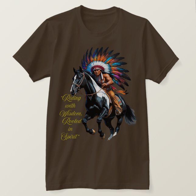 Camiseta Cavalgando com Sabedoria, Enraizado em Espírito (Frente do Design)