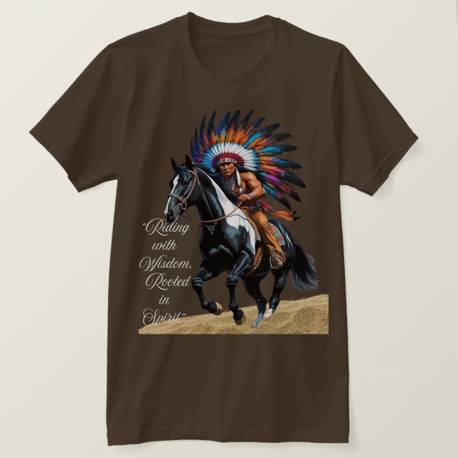Camiseta Cavalgando com Sabedoria, Enraizado em Espírito (Frente do Design)