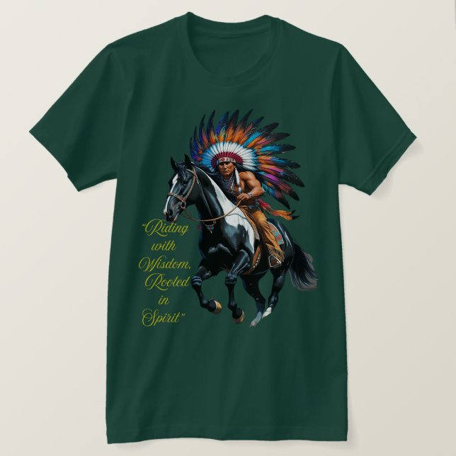 Camiseta Cavalgando com Sabedoria – Espírito Nativo (Frente do Design)