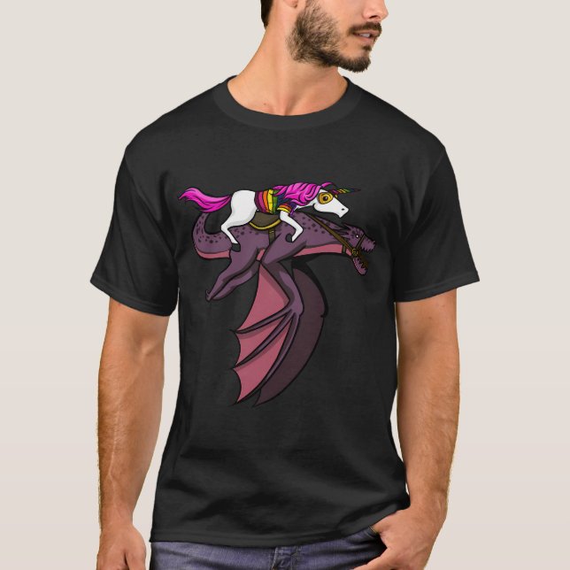Camiseta Cavalgando Dragão Unicórnio (Frente)