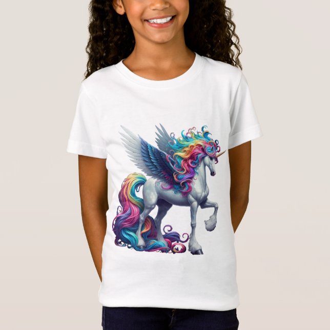 Camiseta Cavalgando Unicórnio Arco-Íris (Frente)