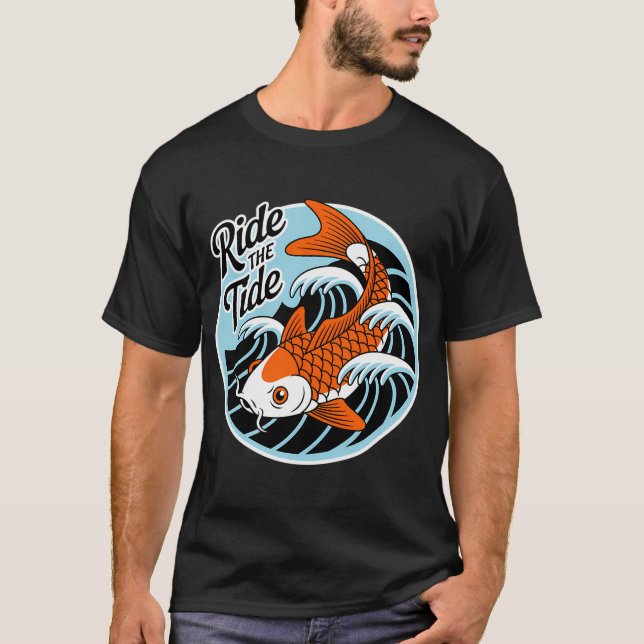 Camiseta Cavalgar a Onda da Maré e Pescar (Frente)