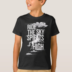 Camiseta Cavalgar O Céu Aspira Equestres Altos E Cavalo;