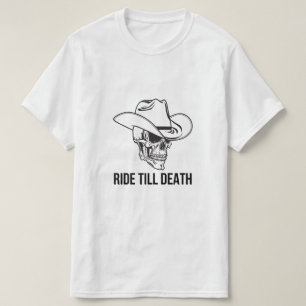 Camiseta Cavalgue Até a Morte Caveira de Cowboy