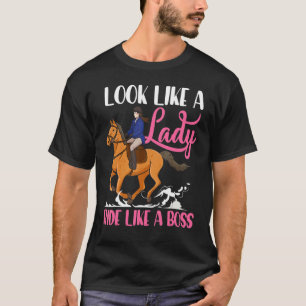 Camiseta Cavalgue Como Chefe Cavalo Corrida De Barril Rodei