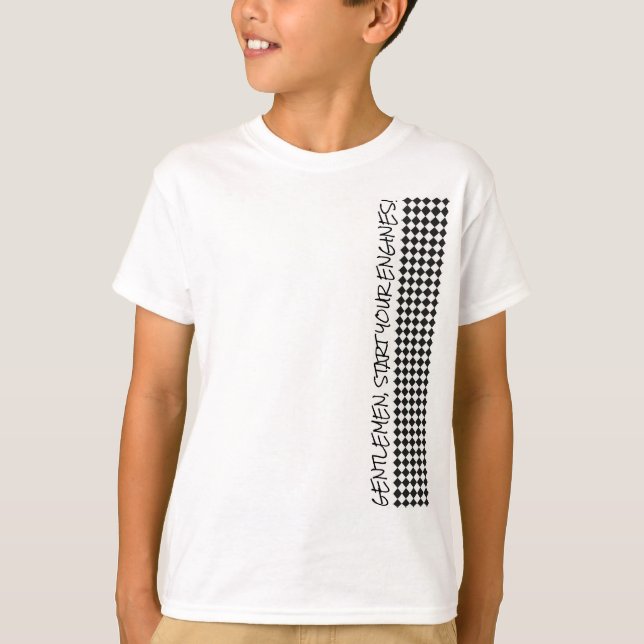 Camiseta Cavalheiros com Sinalizador Verificado de Corrida  (Frente)