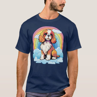 Camiseta Cavalier Cute King Charles Spaniel Rainbow Cloud P