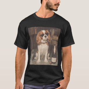 Camiseta Cavalier King Charles Bebendo Champanhe Engraçado