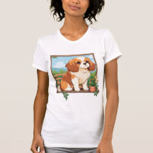 Cavalier King Charles Pastel com flores