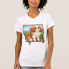 Camiseta Cavalier King Charles Pastel com flores