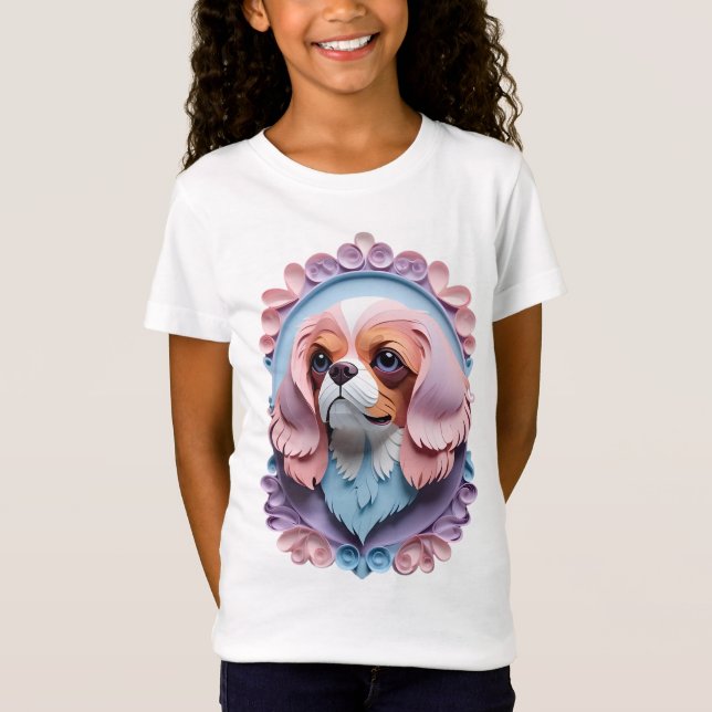 Camiseta Cavalier King Charles Pastel Cutando Arte (Frente)