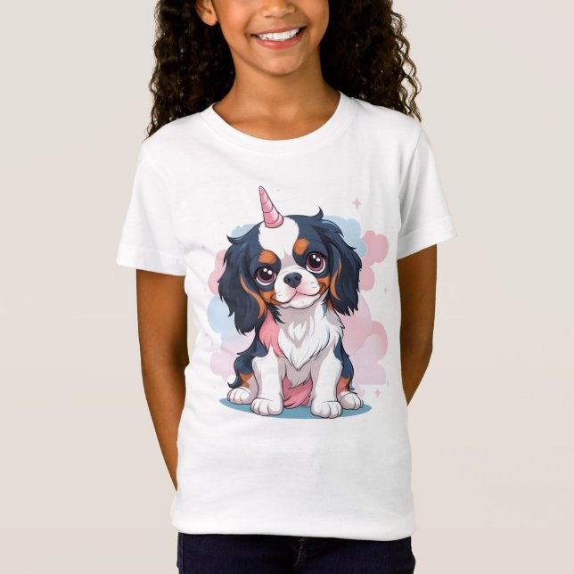 Camiseta Cavalier King Charles Pastel Unicorn (Frente)