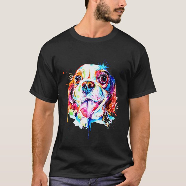 Camiseta Cavalier King Charles Spaniel Artístico Engraçado  (Frente)