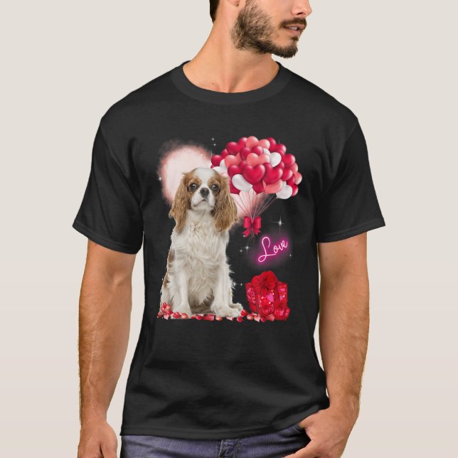 Camiseta Cavalier King Charles Spaniel Balloon Heart Valent (Frente)