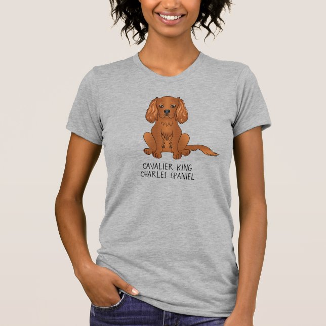 Camiseta Cavalier King Charles Spaniel Cachorro Ruby & Text (Frente)