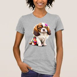 Camiseta Cavalier King Charles Spaniel Filhote Floral Femin