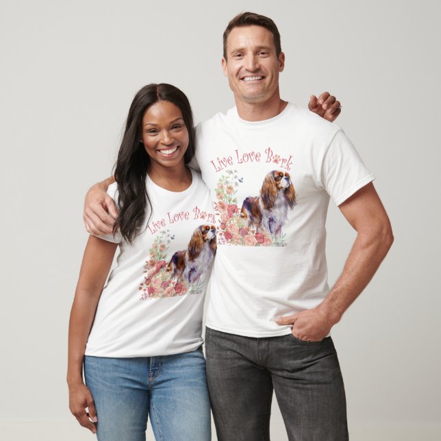 Camiseta Cavalier King Charles Spaniel Floral Fofo (Unissex)