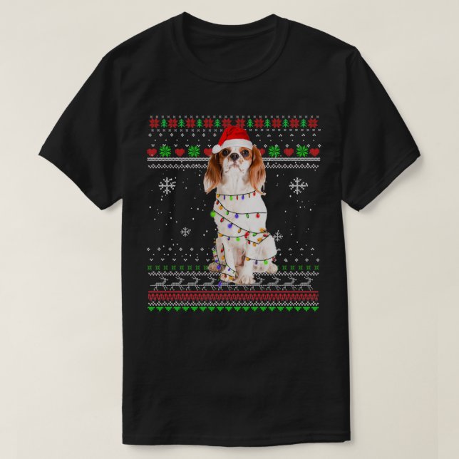 Camiseta Cavalier King Charles Spaniel Funny Christmas Paja (Frente do Design)